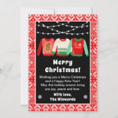醜いクリスマスセーター赤メリークリスマス シーズンカード (正面)
