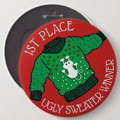 醜いクリスマスセーター1位ウィナーボタン 缶バッジ (正面&裏面)