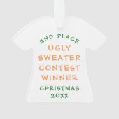 醜いクリスマスセーター2ndプレイスウォーターカラーブラウン オーナメント (裏面)