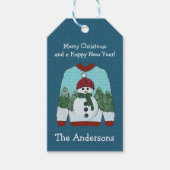 醜いクリスマスセーター | かわいい雪だるま ギフトタグ (正面)