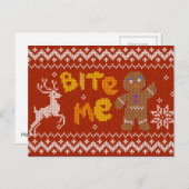 醜いクリスマスセーター:バイトミージンジャーブレッドマン シーズンポストカード (正面/裏面)