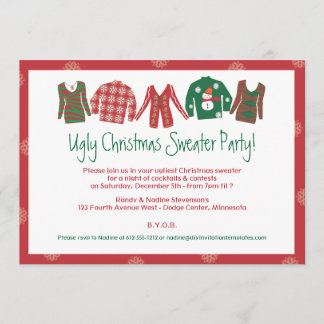 醜いクリスマスセーター・パーティーの招待状 招待状