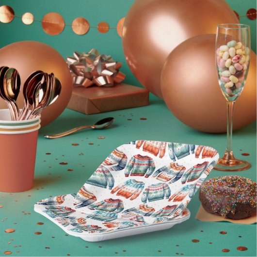 醜いクリスマスセーター ペーパープレート (複数)