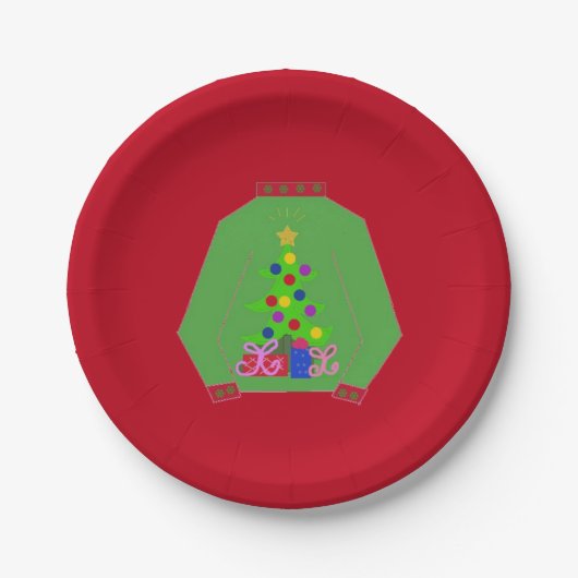 醜いクリスマスセーター ペーパープレート (正面)