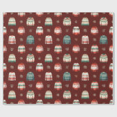 醜いクリスマスセーター | ホリーと果実のパターン ラッピングペーパー (フラット)
