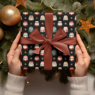 醜いクリスマスセーター   ホリーと果実のパターン ラッピングペーパー
