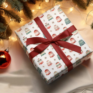 醜いクリスマスセーター ホリーと果実のパターン ラッピングペーパー