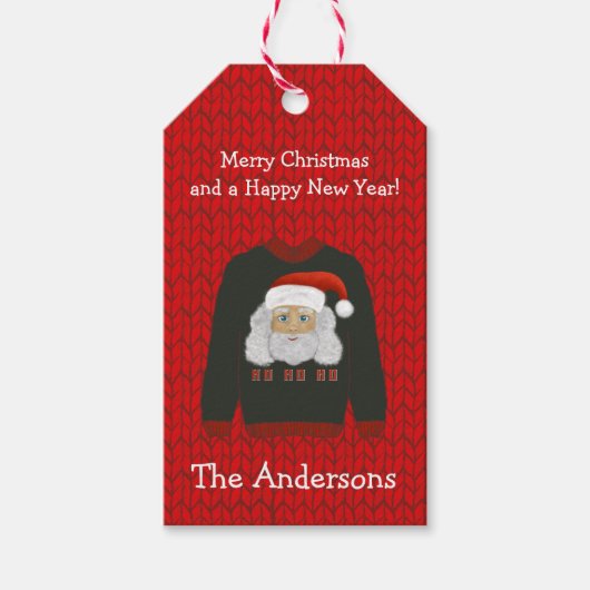 醜いクリスマスセーター | ホーホーホーホーホーサンタクロース ギフトタグ (正面)