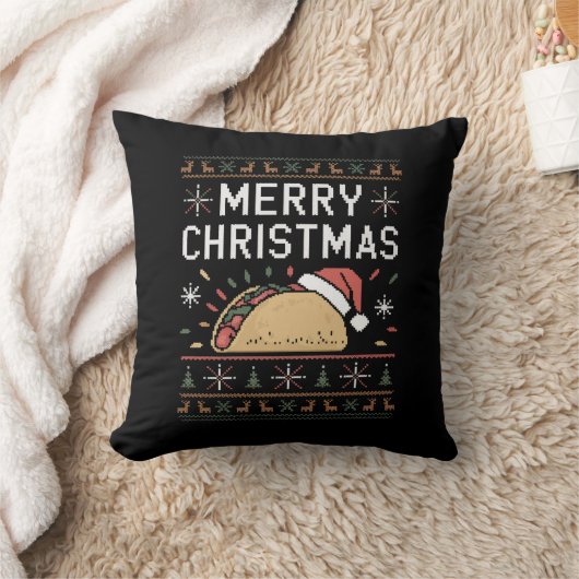 醜いクリスマスセーター ライト サンタ タコ クリスマス クッション (ブランケット)