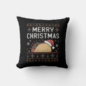 醜いクリスマスセーター ライト サンタ タコ クリスマス クッション (正面)