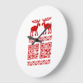 醜いクリスマスセーターQRコードハッピー·ニューイヤー! ラージ壁時計 (傾斜)