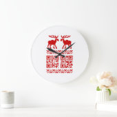 醜いクリスマスセーターQRコードハッピー·ニューイヤー! ラージ壁時計 (ホーム)