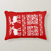 醜いクリスマスセーターQRコード新年おめでとう! アクセントクッション (正面)