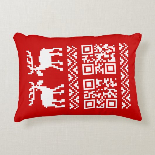 醜いクリスマスセーターQRコード新年おめでとう！ アクセントクッション (正面)