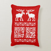 醜いクリスマスセーターQRコード新年おめでとう! アクセントクッション (裏面(縦))