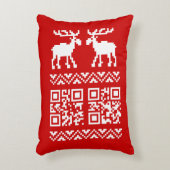 醜いクリスマスセーターQRコード新年おめでとう！ アクセントクッション (正面(垂直))