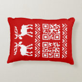 醜いクリスマスセーターQRコード新年おめでとう! アクセントクッション (裏面)