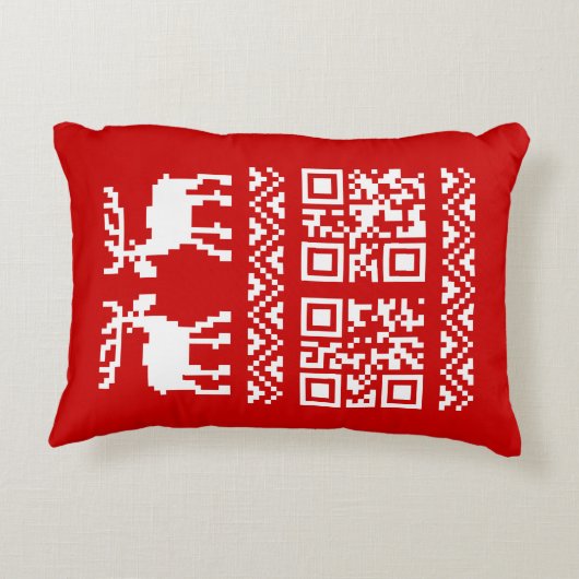 醜いクリスマスセーターQRコード新年おめでとう！ アクセントクッション (裏面)