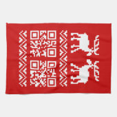 醜いクリスマスセーターQRコード新年おめでとう! キッチンタオル (横)