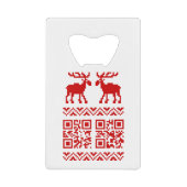 醜いクリスマスセーターQRコード新年おめでとう! クレジットカード栓抜き (正面)