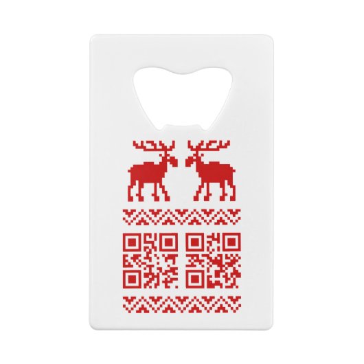 醜いクリスマスセーターQRコード新年おめでとう！ クレジットカード栓抜き (裏面)
