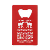 醜いクリスマスセーターQRコード新年おめでとう！ クレジットカード栓抜き (正面)