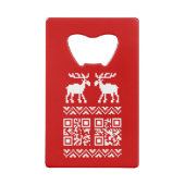 醜いクリスマスセーターQRコード新年おめでとう！ クレジットカード栓抜き (裏面)