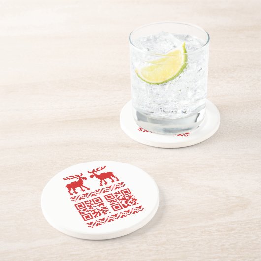 醜いクリスマスセーターQRコード新年おめでとう！ コースター (側面)