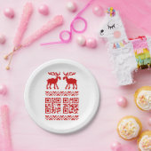 醜いクリスマスセーターQRコード新年おめでとう! ペーパープレート (パーティー)