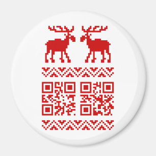 醜いクリスマスセーターQRコード新年おめでとう！ マグネット