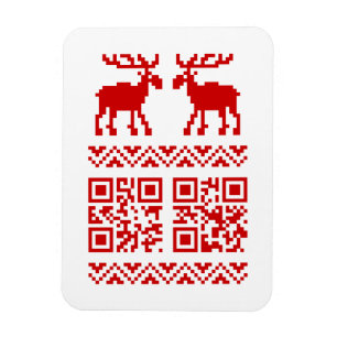 醜いクリスマスセーターQRコード新年おめでとう！ マグネット