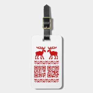 醜いクリスマスセーターQRコード新年おめでとう! ラゲッジタグ