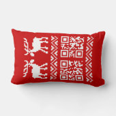 醜いクリスマスセーターQRコード新年おめでとう! ランバークッション (裏面)