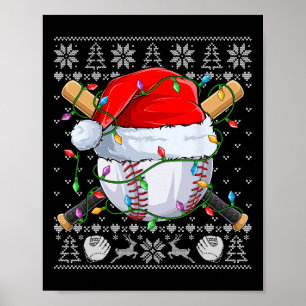 醜いクリスマスセーターSメンズボーイズキッズ野球Pl ポスター