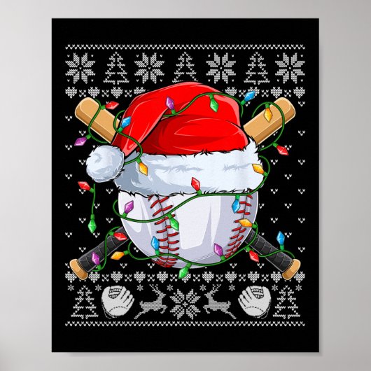 醜いクリスマスセーターSメンズボーイズキッズ野球Pl ポスター (正面)