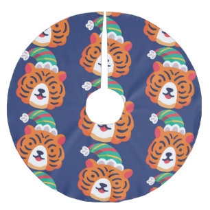 醜いクリスマスタイガーサンタクロース ブラッシュドポリエステルツリースカート