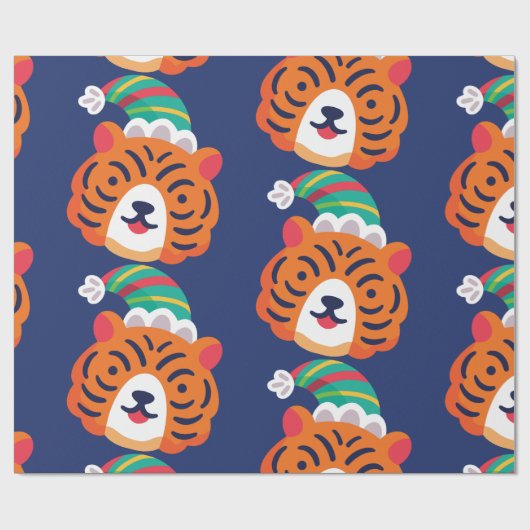 醜いクリスマスタイガーサンタクロース ラッピングペーパー (フラット)