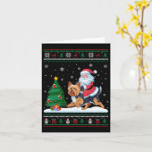 醜いクリスマスツリーのライトクリスマスサンタライディングヨルキ カード (黄色い花)