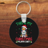 醜いクリスマスツリーサンタシェットランドシェプドッグドッグクリステム キーホルダー (正面)