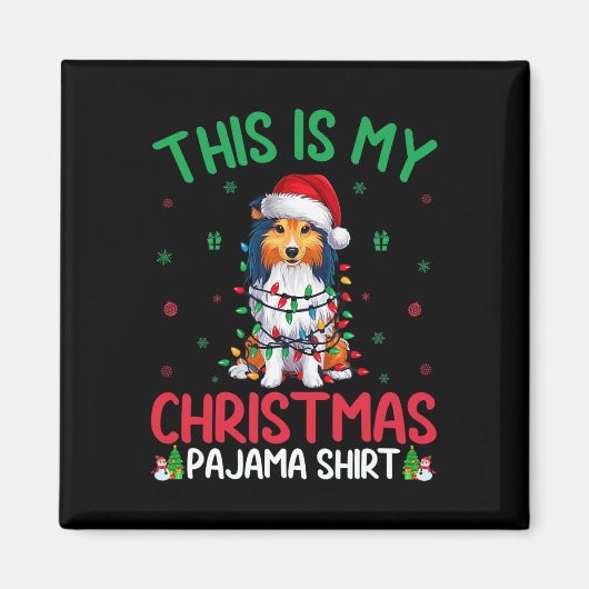 醜いクリスマスツリーサンタシェットランドシェプドッグドッグクリステム マグネット (正面)