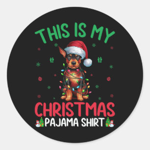 醜いクリスマスツリーサンタミニチュアピンシャードッグキリスト ラウンドシール