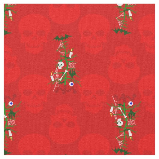 醜いクリスマスツリースカル 幽霊のよく出る ファブリック (クローズアップ)