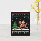 醜いクリスマスツリーライトクリスマスサンタライディングプードル カード (黄色い花)