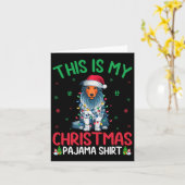 醜いクリスマスツリーライトサンタひげコリードッグChr カード (黄色い花)