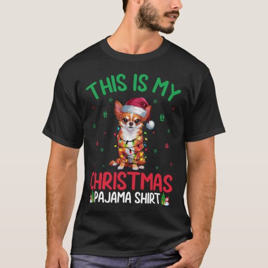 醜いクリスマスツリーライトサンタチャウチャウドッグクリスマ Tシャツ (正面)