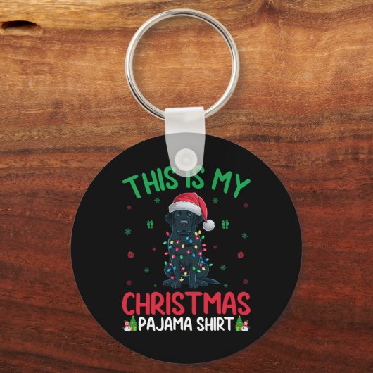 醜いクリスマスツリーライトサンタブラックラブラドールドッグチャル キーホルダー (正面)