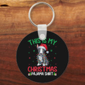 醜いクリスマスツリーライトサンタブルテリアドッグクリス キーホルダー (正面)