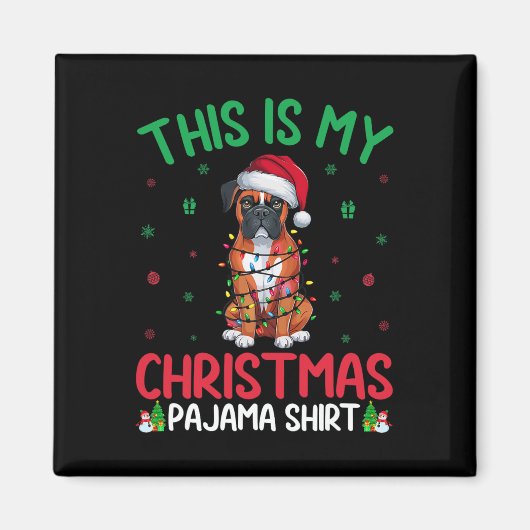 醜いクリスマスツリーライトサンタボクサードッグクリスマスパ マグネット (正面)