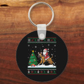 醜いクリスマスツリーライトサンタ乗りアフリカWi キーホルダー (正面)