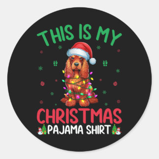 醜いクリスマスツリーライトサンタErスパニエル犬ドッグクリステム ラウンドシール